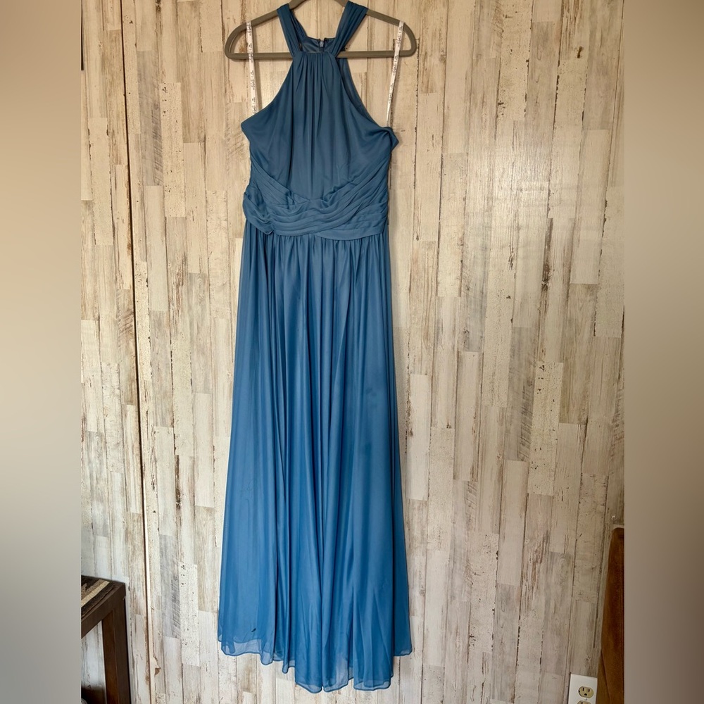 David’s Bridal Studio Teal-Blue Halter Maxi Dress